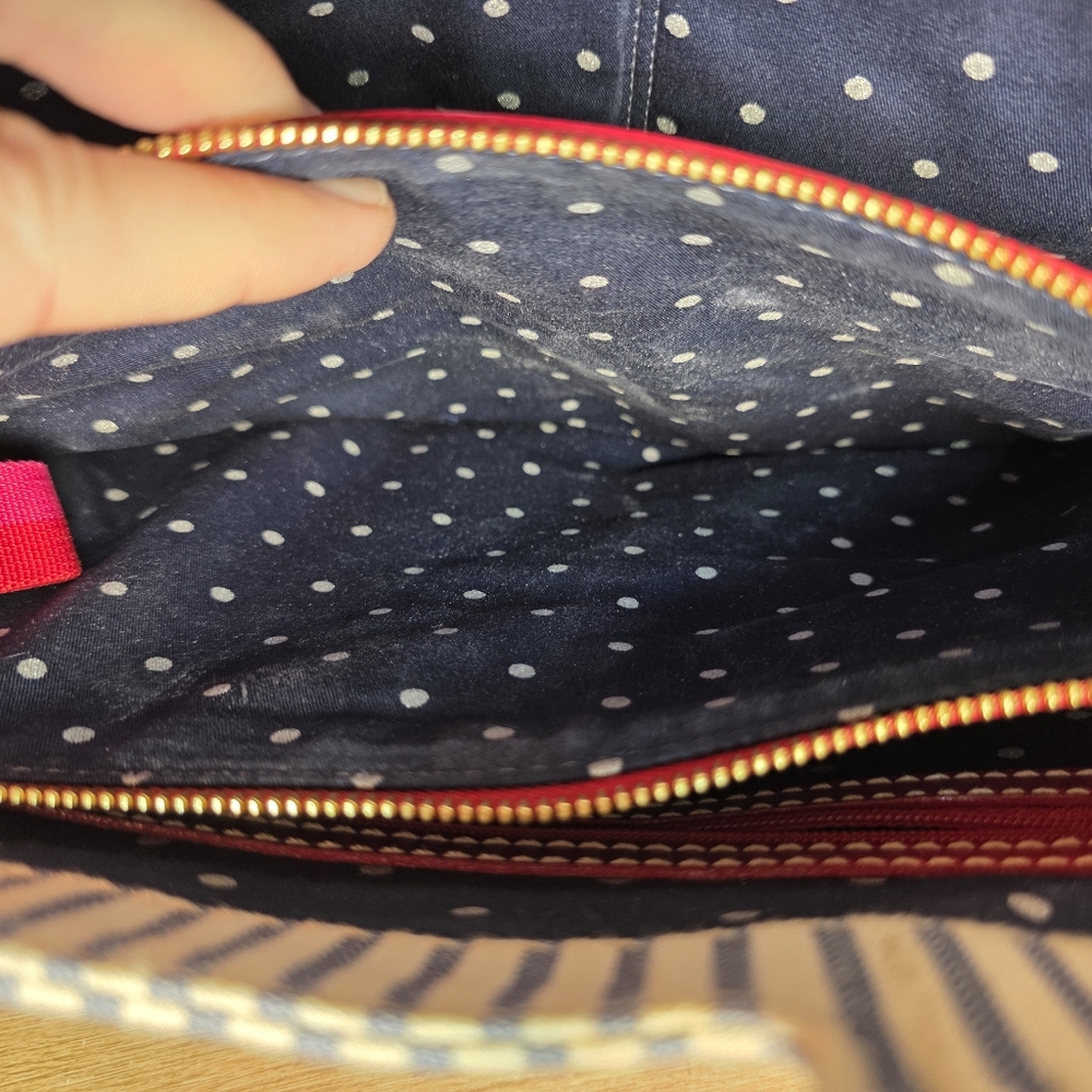 Kate Spade NY Navy and White Striped Tote with Red And Orange Accents. Nautical - Picture 7 of 10